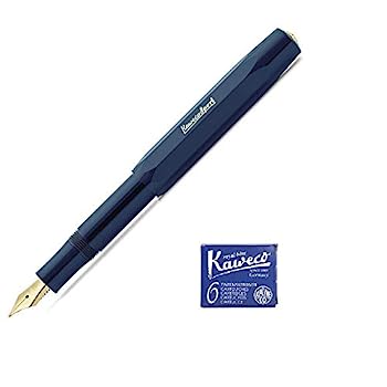 【中古】【輸入品・未使用】Kawecoクラシックスポーツファインペンニブ万年筆+ 6個の青インクカートリッジセット (ネイビー (Navy))