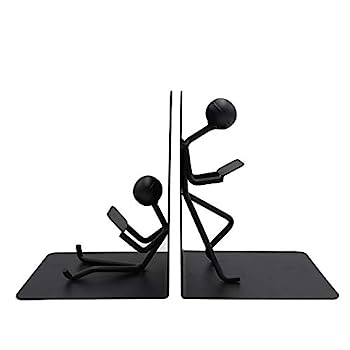 【中古】【輸入品・未使用】Agirlgle ブックエンド 装飾ブックエンド メタルブラック 高耐久 メンズ ブ..