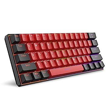 【中古】【輸入品・未使用】Snpurdiri 60%有線メカニカルキーボード ミニゲーミングキーボード 赤軸61個付き PC Windows XP Win 7 Win 10用 (ブラック-レッド、レッドスイッ