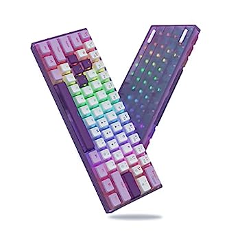 【中古】【輸入品・未使用】Womier WK61 パープルキーボード - 60%キーボード RGB メカニカルゲーミングキーボード ホットスワップ可能なミニキーボード プリンキーキャップ