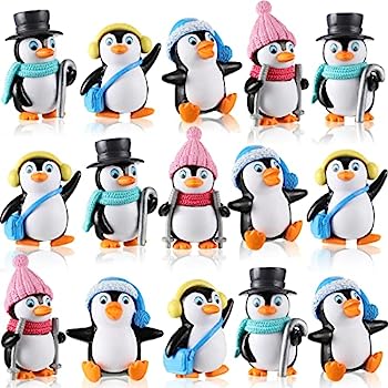 楽天スカイマーケットプラス【中古】【輸入品・未使用】かわいいペンギンのキャラクターのおもちゃ ペンギンフィギュアコレクション プレイセット ミニカートゥーン ペンギンケーキトッパー 冬のペンギ