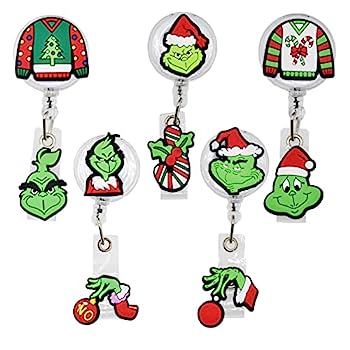 【中古】【輸入品・未使用】5個 クリスマスバッジリール 漫画 かわいい 格納式バッジリールバッジホルダー 30インチのコード延長付き 学生、看護師、オフィスに最適なギフト