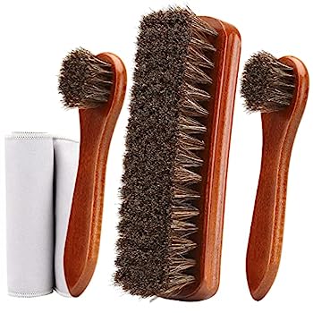 【中古】【輸入品・未使用】Unekez 馬毛 靴ブラシ 靴磨きブラシ 靴ブラシ 革靴磨き用 4本セット