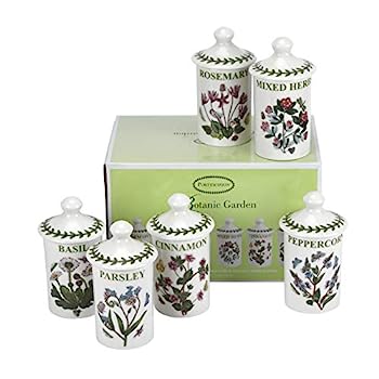 【中古】【輸入品・未使用】Portmeirion 634268 Botanic Garden Set of 6 Spice Jars, 11cm, White