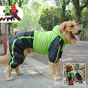 【中古】【輸入品・未使用】犬フード付きレインコートスリッカー、通気性防水4本足レインコート軽量防水服レインジャケット大中小犬用 Green L-L