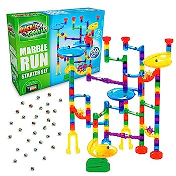 Marble Genius Marble Run Starter Set - 60 Translucent Marbulous Pieces + 10