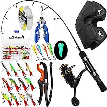 【中古】【輸入品・未使用】Dovesun アイスフィッシングロッド&リールコンボ アイスフィッシングジグ アイススピニングリール スピニングロッド (28インチMパワー) ニーパッ