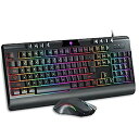 【中古】【輸入品・未使用】有線ゲーミングキーボードとマウスのコンボ、LEDバックライト付き。
