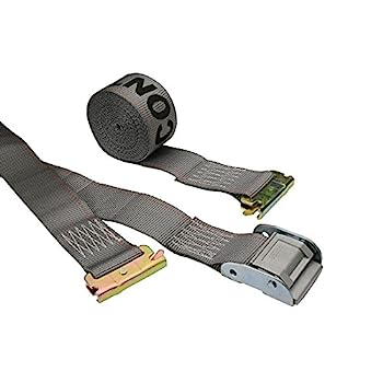 US Cargo Control Eトラックカムバックルストラップ - 2インチ x 16フィート グレー Eトラックストラップ - スプリングE継手 - 密閉バントレーラ