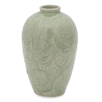 【中古】【輸入品・未使用】NOVICA 162972インチ 野の花 セラドン セラミック花瓶 グリーン