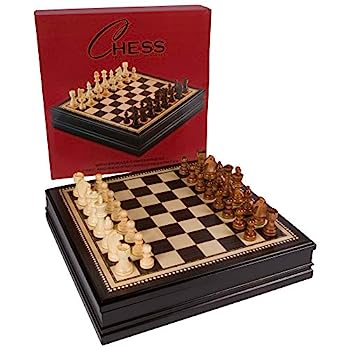 【中古】【輸入品・未使用】Kavi Black Inlaid Wood Chess Board Game with Weighted Wooden Pieces an..