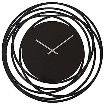 【中古】【輸入品・未使用】装飾的で現代的なメタル壁時計 黒の丸のフレーム、ダイニング、リビングルーム、キッチン用