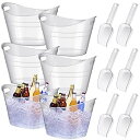 【中古】【輸入品・未使用】12個 18L プラスチック アイスバケツ アイススクープセット クリアプラスチック 大型 楕円形 ストレージ タブパーティー ワイン...
