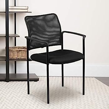 楽天スカイマーケットプラス【中古】【輸入品・未使用】Flash Furniture Comfort ブラックメッシュ 積み重ね可能 スチールサイドチェア アーム付き