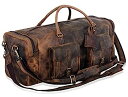 【中古】【輸入品 未使用】KomalC 28 inch Duffel Bag Travel Sports Overnight Weekend Leather Duffle Bag for Gym Sports Cabin Holdall bag (Distressed Brown)