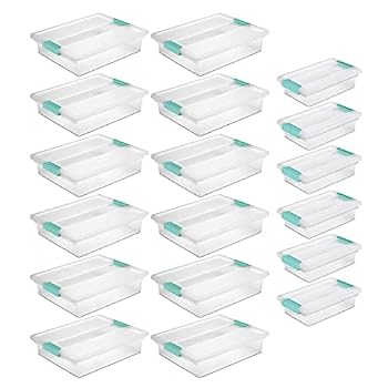 【中古】【輸入品・未使用】Sterilite (ステリライト) 大型 クリアクリップ 収納ボックス トート 12個パック 小さなクリアクリップ収納ボックストート 6個パック 家庭やオフ