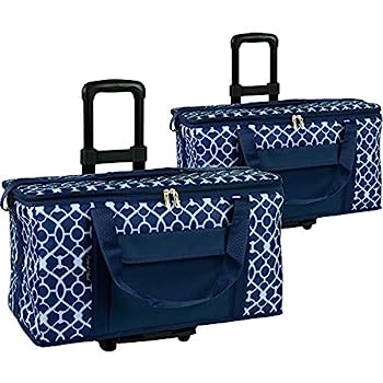 Picnic at Ascot Ultimate Travel Cooler with Wheels- 36 Quart - Combines Best Qualities of Hard & Soft Collapsible Coolers - Trellis Blu