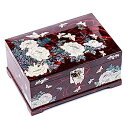 【中古】【輸入品・未使用】螺鈿細工 木製 牡丹 蝶々柄 ジュエリーボックス アクセサリーケース ミラー付き イヤリング収納 指輪収納 ブレスレット収納