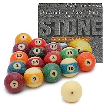 【中古】【輸入品・未使用】Aramith Stone ビリヤードプールボールセット 2 1/4インチ グラナイトルック