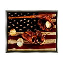 【中古】【輸入品・未使用】Stupell Industries ヴィンテージ アメリカ国旗 野球 スポーツ 素朴な写真 Daniel Sproulによるデザイン