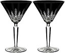 【中古】【輸入品 未使用】(None, Black) - Waterford Lismore Black Set of 2 Crystal Martini Glasses