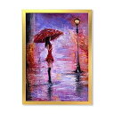 楽天スカイマーケットプラス【中古】【輸入品・未使用】DesignQ 「The Woman With The Umbrella Walking In The Rain I French Country フレーム付きウォールアート