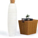 【中古】【輸入品・未使用】Leewadee トールビッグフロアスタンド花瓶 ホームインテリア用 36インチ マンゴーウッド ホワイト ウォッシュ(3)