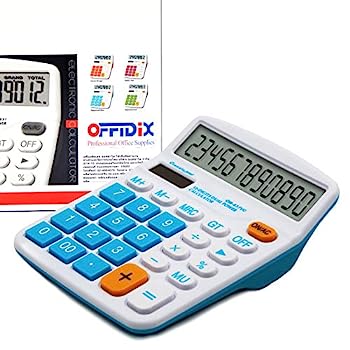 【中古】【輸入品・未使用】OFFIDIX オフィス用卓上電卓 ソーラーパネルと電池のデュアルパワー使用 携帯可 12桁 大型液晶ディスプレイ ブルー ブルー
