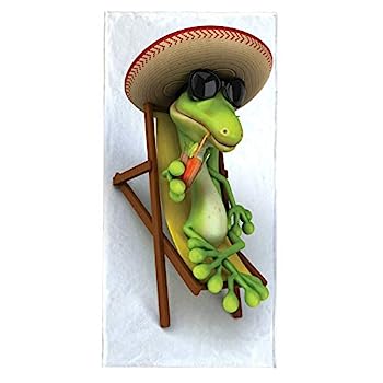 【中古】【輸入品・未使用】OZINCI 3Dプリント カエルテーマ ビーチタオル ビーチバス プール スパに最適 大人と子供用 トルコ綿タオル 特大サイズ 超ソ...