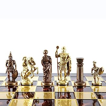 Manopoulos ギリシャローマ軍 大型チェスセット 真鍮&銅 レッドチェスボード