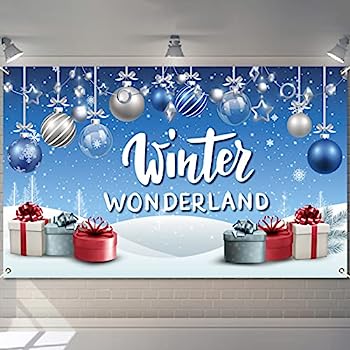 【中古】【輸入品・未使用】ウィンターワンダーランド テーマ バックドロップ バナー 男の子 女の子向け ブルー ウィンターワンダーランド 誕生日 ベビーシャワー パーティ