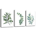 【中古】【輸入品・未使用】緑の葉 植物 キャンバス ウォールアート リビングルーム用 モダン バスルーム 壁装飾 寝室 キッチン ホームデコレーション 3パネル...
