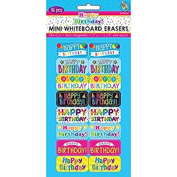 【中古】【輸入品・未使用】Ashley Productions 非磁性 ミニホワイトボード消しゴム ハッピーバースデー 16個パック
