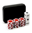 【中古】【輸入品 未使用】Annietfr Left Right Centre Dice Game Set with 3 Dices 30 Red Poker Chips Black Storage Carry Tin