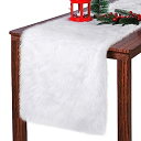 【中古】【輸入品・未使用】MCEAST ホワイト フェイクファー テーブルランナー クリスマス 雪のように白いテーブルランナー 冬 厚手 テーブルランナー クリスマス ウェディ