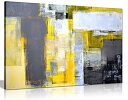 【中古】【輸入品 未使用】(A1 76x51 cm (30x20in)) - Office Art Grey And Yellow Abstract Art Painting Canvas Wall Art Picture Print (30X20)