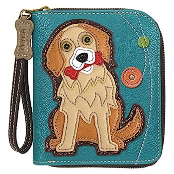 N - 【中古】【輸入品・未使用】Chala ゴールデンレトリバー ジップアラウンド リストレット財布 犬 お母さん ギフト, ターコイズ, 5