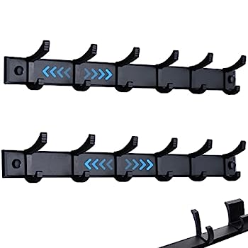 【中古】【輸入品・未使用】コートラック 壁取り付け 高耐久 壁フック ラック オーガナイザー コート/帽子/タオル/バッグ/ローブ/鍵/スライドフック6個 ブラ...