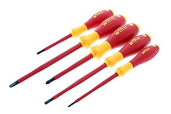 Wiha 32091 5-Piece 1000-Volt Slotted and Phillips Insulated Screwdriver Set by Wiha