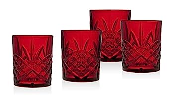 【中古】【輸入品・未使用】Godinger Dublin Collection Red Holiday DOF Glasses - Set Of 4