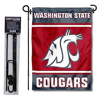 【中古】【輸入品・未使用】College Flags & Banners Co. ワシントン州立大学クーガーズ ガーデンフラッグ スタンドホルダー付き
