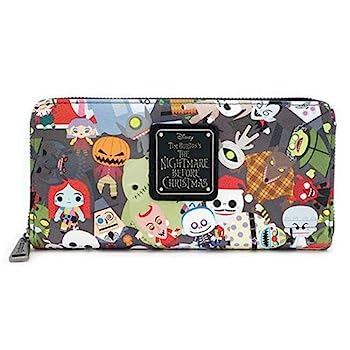 【中古】【輸入品・未使用】Loungefly × ナイトメアー・ビフォア・クリスマス ちびキャラクタープリント ラウンドファスナー財布, マルチ, One Size