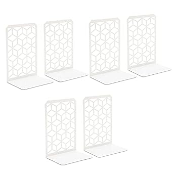 【中古】【輸入品・未使用】3Dブックエンド (ホワイト 3ペア)