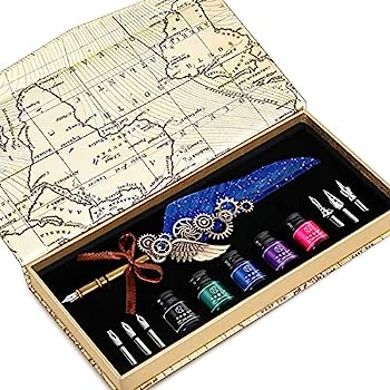 【中古】【輸入品・未使用】羽ペンインクセット 羽ペンインクセット インクボトル6本 交換可能なステンレススチールペン先6本 メカニカルクイル 書道ペン 書道ペン...