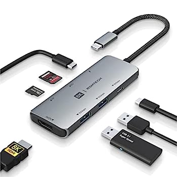 yÁzyAiEgpzUSB C Hub Multiport Adapter RSHTECH 7 in 1 USB C hub with 8K HDMI, 10Gbps USB C and 2 USB A Data Ports, 100W Power Delivery, SD/TF Card