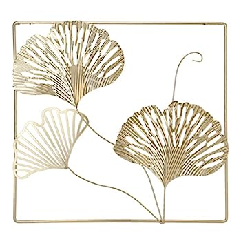 【中古】【輸入品・未使用】ウォールスカルプチャー 3D イチョウの葉 メタルウォールデコ ミニマリスト..