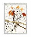 【中古】【輸入品・未使用】Stupell Industries 秋の森のフクロウ 動物 水彩画 グレーフレーム ウォールアート 11 x 14 アーティストVi...