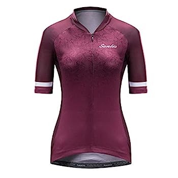 【中古】【輸入品・未使用】Santic Cycling Jerseyレディース半袖トップス バイクシャツ 自転車ジャケット フルジップ ポケット付き Sophie US サイズ: Large カラー: レッ