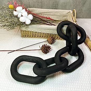 【中古】【輸入品・未使用】木製チェーンリンク装飾 ? 手彫りのボヘミアン装飾木製チェーン ファームハウス装飾 持続可能な松 コーヒーテーブル装飾 シェルフ装飾 ホームリ