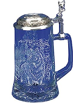 【中古】【輸入品・未使用】James Meger Glass Timber Wolf Stein German Beer Glass Stein